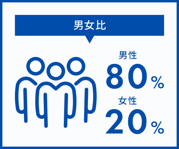 図：男女比　男性80％　女性20％